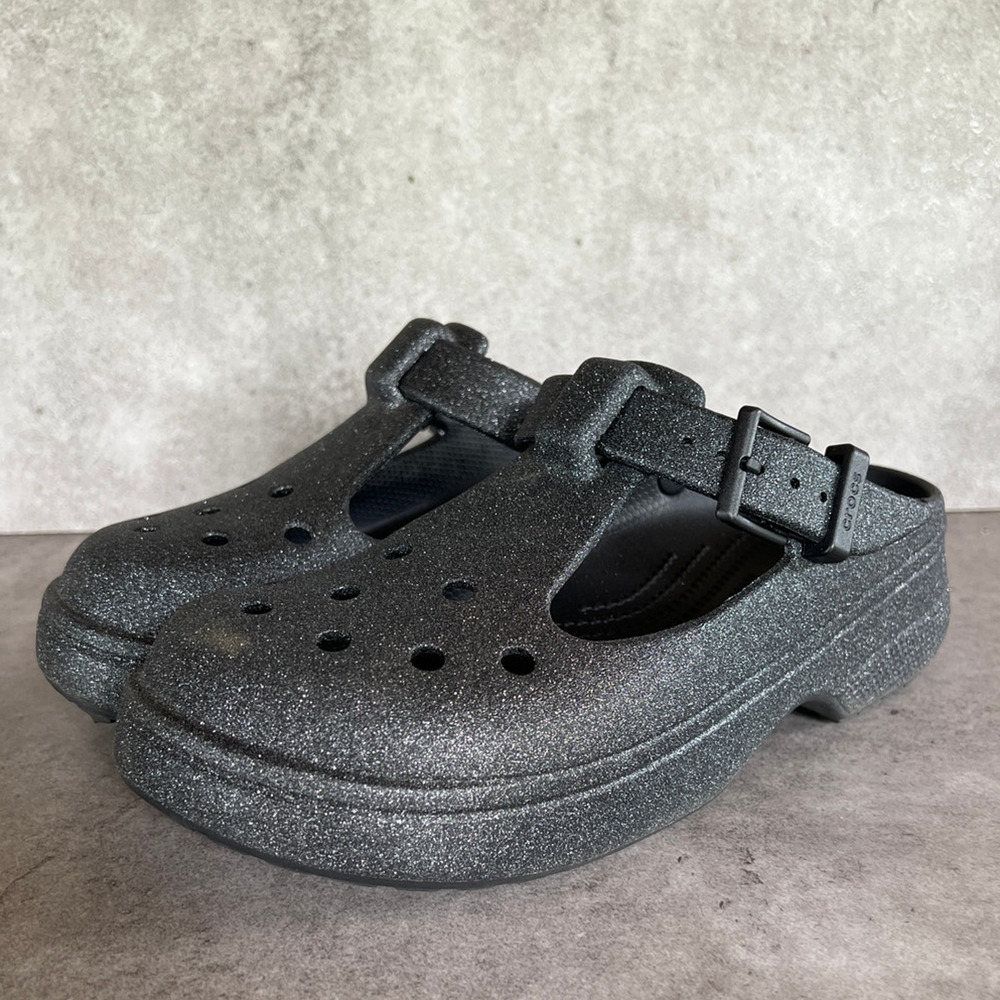 Crocs Classic Mary Jane Clogs Black glitter platform loafer goth emo comfort - Picture 2 of 11